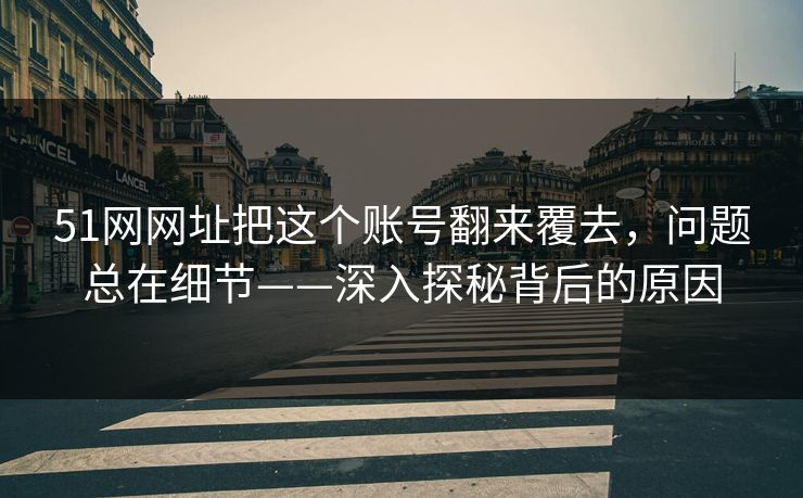 51网网址把这个账号翻来覆去，问题总在细节——深入探秘背后的原因