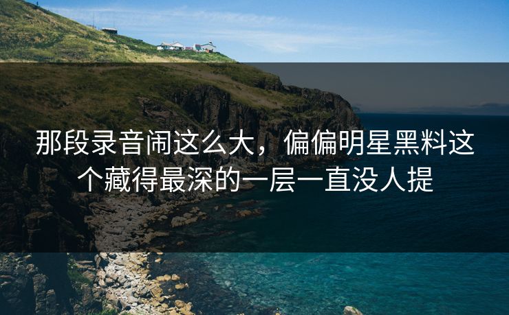 那段录音闹这么大,偏偏明星黑料这个藏得最深的一层一直没人提 那段录音闹这么大,偏偏明星黑料这个藏得最深的一层一直没人提