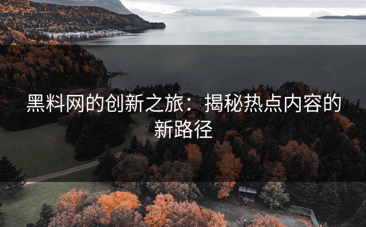 黑料网的创新之旅：揭秘热点内容的新路径